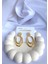 Zirkon Taşlı Oval Sarmal Küpe, Gold Kaplama Oval Küpe 2