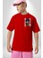 Maskeli Maymun Sokak Tarzı Kadın Erkek Ön Minimal Sırt Baskılı Kırmızı Pamuklu Tişört 4