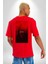 Kırmızı Renklerinin Sanatsal Uyumu Kadın Erkek Ön Minimal Sırt Baskılı Kırmızı Pamuklu Tişört 2