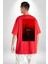 Kırmızı Renklerinin Sanatsal Uyumu Kadın Erkek Ön Minimal Sırt Baskılı Kırmızı Pamuklu Tişört 5
