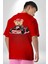Süper Hızlı Go Kart Oyuncak Ayı Kadın Erkek Ön Minimal Sırt Baskılı Kırmızı Pamuklu Tişört 5