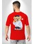 Boşver Oyuncak Tatlı Ayı Kadın Erkek Ön Minimal Sırt Baskılı Kırmızı Pamuklu Tişört 2