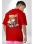 Zaman Oyuncak Ayı Kadın Erkek Ön Minimal Sırt Baskılı Kırmızı Pamuklu Tişört 5