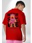 Asla Yalana Söyleme Havalı Ayıcık Kadın Erkek Ön Minimal Sırt Baskılı Kırmızı Pamuklu Tişört 2