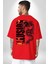 Ejderha Ilüzyon Yazısı Kadın Erkek Ön Minimal Sırt Baskılı Kırmızı Pamuklu Tişört 2