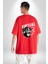 Goril Sanal Gerçeklik Kadın Erkek Ön Minimal Sırt Baskılı Kırmızı Pamuklu Tişört 2