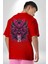 Japon Pembe Samuray Savaşçı Kadın Erkek Ön Minimal Sırt Baskılı Kırmızı Pamuklu Tişört 5