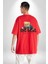Büyük Anlaşma Oyuncak Ayı Kadın Erkek Ön Minimal Sırt Baskılı Kırmızı Pamuklu Tişört 4