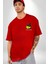 Gülen Surat Mutluluk Geçicidir Kadın Erkek Ön Minimal Sırt Baskılı Kırmızı Pamuklu Tişört 3