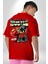 Iskelet Adam Soyguncu Sokak Tarzı Kadın Erkek Ön Minimal Sırt Baskılı Kırmızı Pamuklu Tişört 2