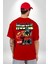 Iskelet Adam Soyguncu Sokak Tarzı Kadın Erkek Ön Minimal Sırt Baskılı Kırmızı Pamuklu Tişört 5