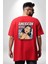 Amerikan Tarzı Tatlı Kadın Kadın Erkek Ön Minimal Sırt Baskılı Kırmızı Pamuklu Tişört 2
