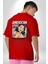 Amerikan Tarzı Tatlı Kadın Kadın Erkek Ön Minimal Sırt Baskılı Kırmızı Pamuklu Tişört 5