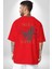 Kafatası Temini Zengin Tasarım Kadın Erkek Ön Minimal Sırt Baskılı Kırmızı Pamuklu Tişört 2