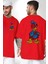 Donald Duck Efsane Kaligram Kadın Erkek Ön Minimal Sırt Baskılı Kırmızı Pamuklu Tişört 4
