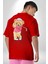 Golf Oynayan Oyuncak Ayı Kadın Erkek Ön Minimal Sırt Baskılı Kırmızı Pamuklu Tişört 2