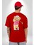 Golf Oynayan Oyuncak Ayı Kadın Erkek Ön Minimal Sırt Baskılı Kırmızı Pamuklu Tişört 5