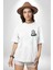Havalı Deri Ceketli Renkli Saçlı Kız Kadın Erkek Ön Minimal Sırt Baskılı Beyaz Pamuklu Tişört 3