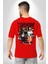 Saygı ve Birliktelik Sokak Kadın Erkek Ön Minimal Sırt Baskılı Kırmızı Pamuklu Tişört 3