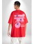 Drama Yok Sadece Gerçeklik Kadın Erkek Ön Minimal Sırt Baskılı Kırmızı Pamuklu Tişört 2