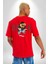 Rock Oyuncak Tatlı Ayı Kadın Erkek Ön Minimal Sırt Baskılı Kırmızı Pamuklu Tişört 2