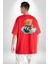 Jetski Süren Oyuncak Ayı Kadın Erkek Ön Minimal Sırt Baskılı Kırmızı Pamuklu Tişört 2