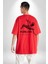 Nefes Alma Düşüş Kaslı Yunan Kadın Erkek Ön Minimal Sırt Baskılı Kırmızı Pamuklu Tişört 2