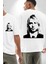 Kurt Cobain Nirvana Gitarist Kadın Erkek Ön Minimal Sırt Baskılı Beyaz Pamuklu Tişört 1