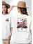Ne Yapıyorsun Neon Çiçekler Kadın Erkek Ön Minimal Sırt Baskılı Beyaz Pamuklu Tişört 4