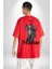 Yunan Heykeli Statue Kadın Erkek Ön Minimal Sırt Baskılı Kırmızı Pamuklu Tişört 4