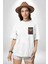 Kaplan Havalı Tasarım Kadın Erkek Ön Minimal Sırt Baskılı Beyaz Pamuklu Tişört 3