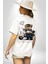 Trafik Polisi Motorcu Oyuncak Ayı Kadın Erkek Ön Minimal Sırt Baskılı Beyaz Pamuklu Tişört 2