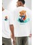 Jetski Süren Oyuncak Ayı Kadın Erkek Ön Minimal Sırt Baskılı Beyaz Pamuklu Tişört 4