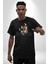 Yüzeyi Çizmek Kaplan Kadın Erkek Ön Baskılı Siyah Pamuklu Tişört Penye Klasik 5