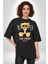 Patron Gibi Oyuncak Ayı Kadın Erkek Ön Baskılı Siyah Pamuklu Tişört Penye Klasik 2