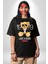 Patron Gibi Oyuncak Ayı Kadın Erkek Ön Baskılı Siyah Pamuklu Tişört Penye Klasik 5