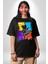 Rengarenk Kaykaylı Oyuncak Ayı Kadın Erkek Ön Baskılı Siyah Pamuklu Tişört Penye Klasik 5