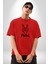 Metal El Hareketi Kadın Erkek Ön Baskılı Kırmızı Pamuklu Tişört Penye Klasik 5