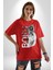 Asker Kurt Börü Kadın Erkek Ön Baskılı Kırmızı Pamuklu Tişört Penye Klasik 4