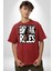 Kuralları Boz Düzene Karşı Çık Kadın Erkek Ön Baskılı Kırmızı Pamuklu Tişört Penye Klasik 1
