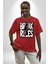 Kuralları Boz Düzene Karşı Çık Kadın Erkek Ön Baskılı Kırmızı Pamuklu Tişört Penye Klasik 4