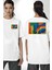 Modern Sanat Tablosu Kadın Erkek Ön Minimal Sırt Baskılı Beyaz Pamuklu Tişört 1
