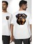 Rottweiler Alman Irkı Köpek Kadın Erkek Ön Minimal Sırt Baskılı Beyaz Pamuklu Tişört 1