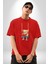 Sallanan Oyuncak Ayı Kadın Erkek Ön Baskılı Kırmızı Pamuklu Tişört Penye Klasik 5