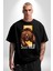 Vahşi Kal Saldırgan Ayı Kadın Erkek Ön Baskılı Siyah Pamuklu Tişört Penye Klasik 1