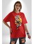Bisiklet Süren Havalı Oyuncak Ayı Kadın Erkek Ön Baskılı Kırmızı Pamuklu Tişört Penye Klasik 1