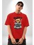 Para Babası Oyuncak Ayı Kadın Erkek Ön Baskılı Kırmızı Pamuklu Tişört Penye Klasik 4