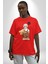 Merhaba Kurukafa Oyuncak Ayı Kadın Erkek Ön Baskılı Kırmızı Pamuklu Tişört Penye Klasik 3