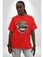 Sokak Tarzı Havalı Kedi Kadın Erkek Ön Baskılı Kırmızı Pamuklu Tişört Penye Klasik 3