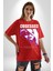 Takıntılı Havalı Kadın Kadın Erkek Ön Baskılı Kırmızı Pamuklu Tişört Penye Klasik 5